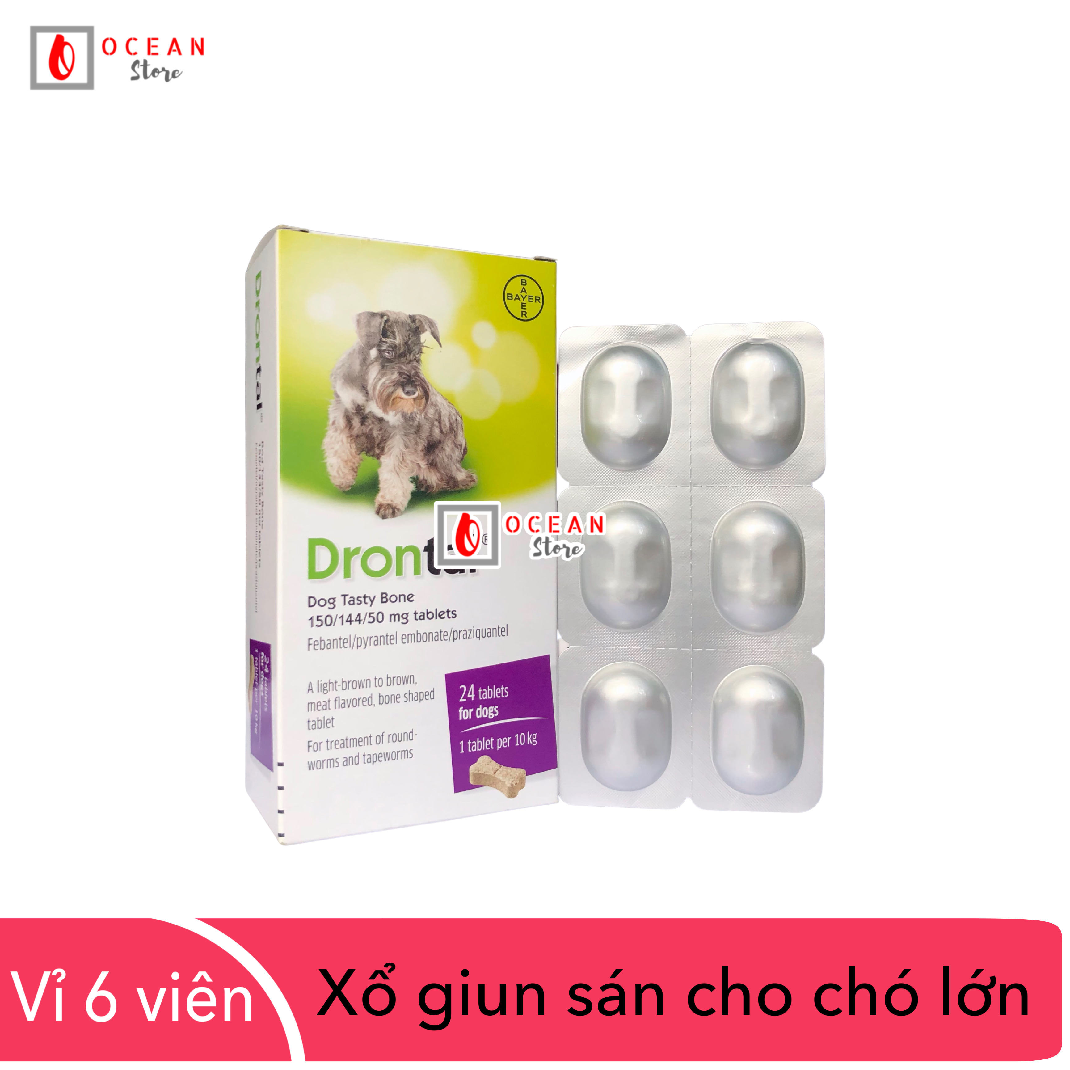 Thuốc tẩy giun sán cho chó lớn - Bayer Drontal Plus ( 1 vỉ X 6 viên)