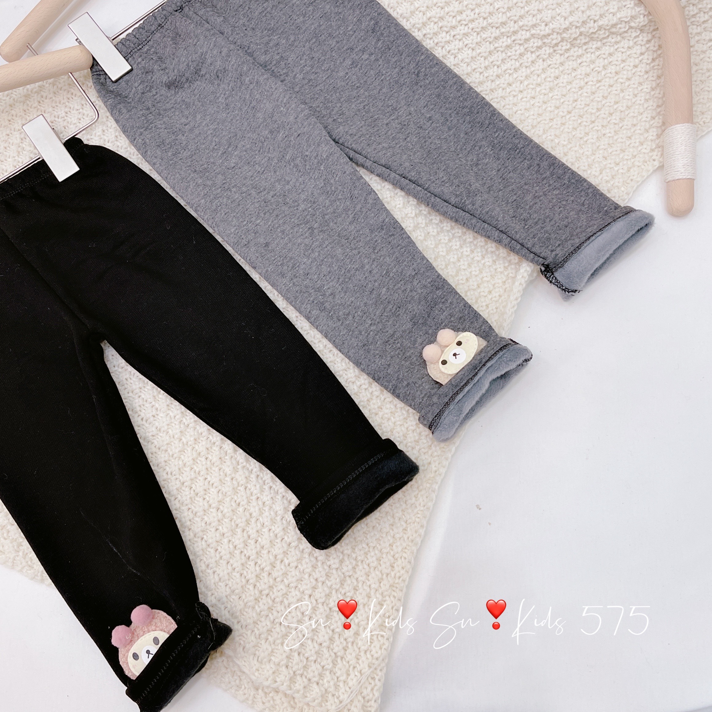 Quần legging bé gái nỉ lót lông siêu ấm
