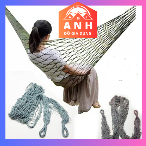 Võng lưới treo ngoài trời - võng dây dù đan sợi, bó đầu,Võng Vải Xé Thắt Gúc Siêu Rộng, Nằm THoáng Mát .
