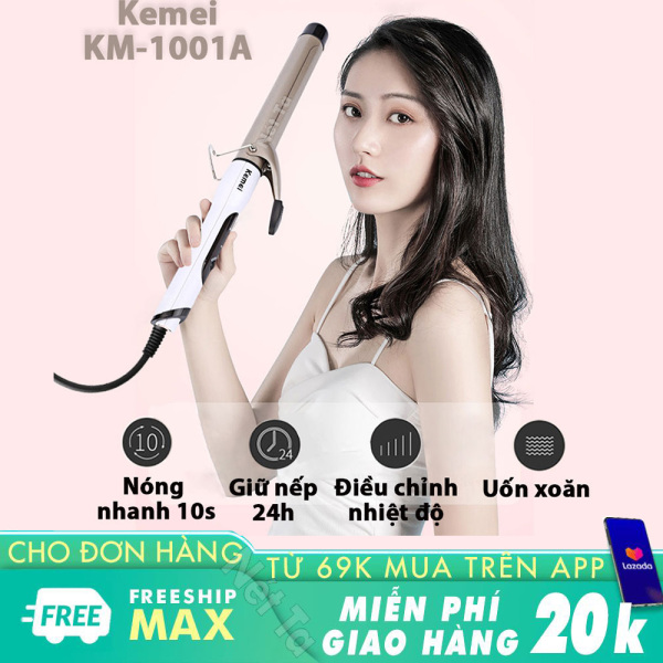 Máy uốn tóc Kemei-1001A cao cấp điều chỉnh 4 mức nhiệt độ thông minh phù hợp với mọi loại tóc chuyên dùng tạo kiểu tóc uốn xoăn, uốn lọn tiện lợi cao cấp