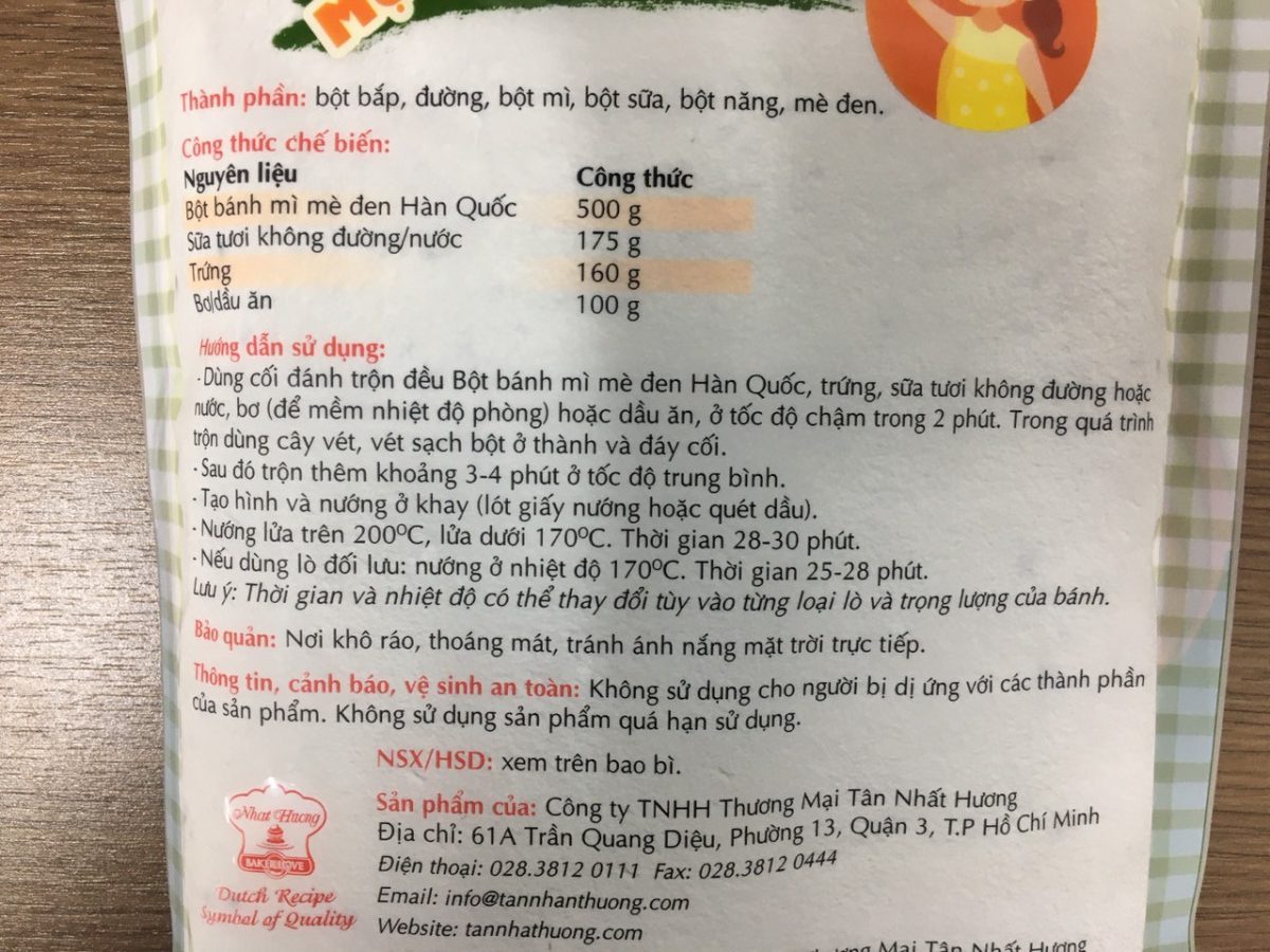 Bột Bánh Mì Mè Đen Hàn Quốc (500g)