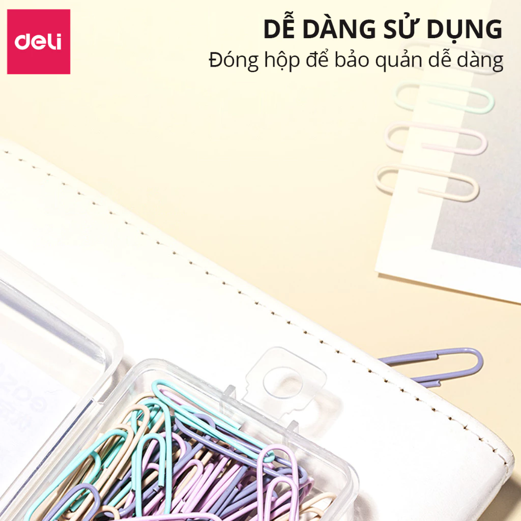 Hộp 100 Ghim Vòng Deli 0024 - Kẹp Giấy Tài Liệu Đa Năng Tiện Lợi