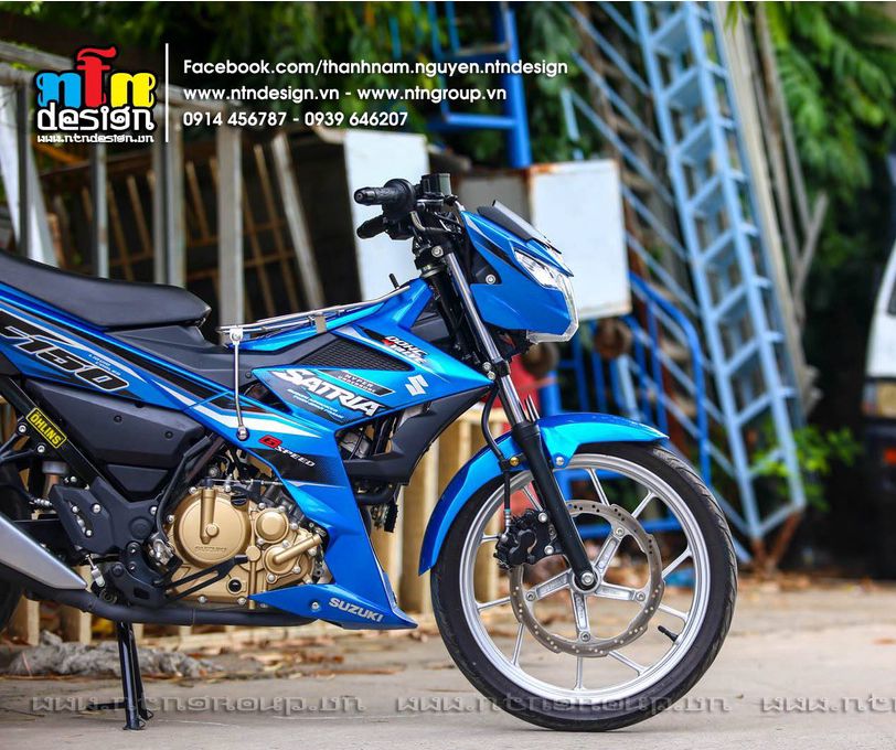 Tem Rời Dán Xe Satria FI Mẫu Xanh