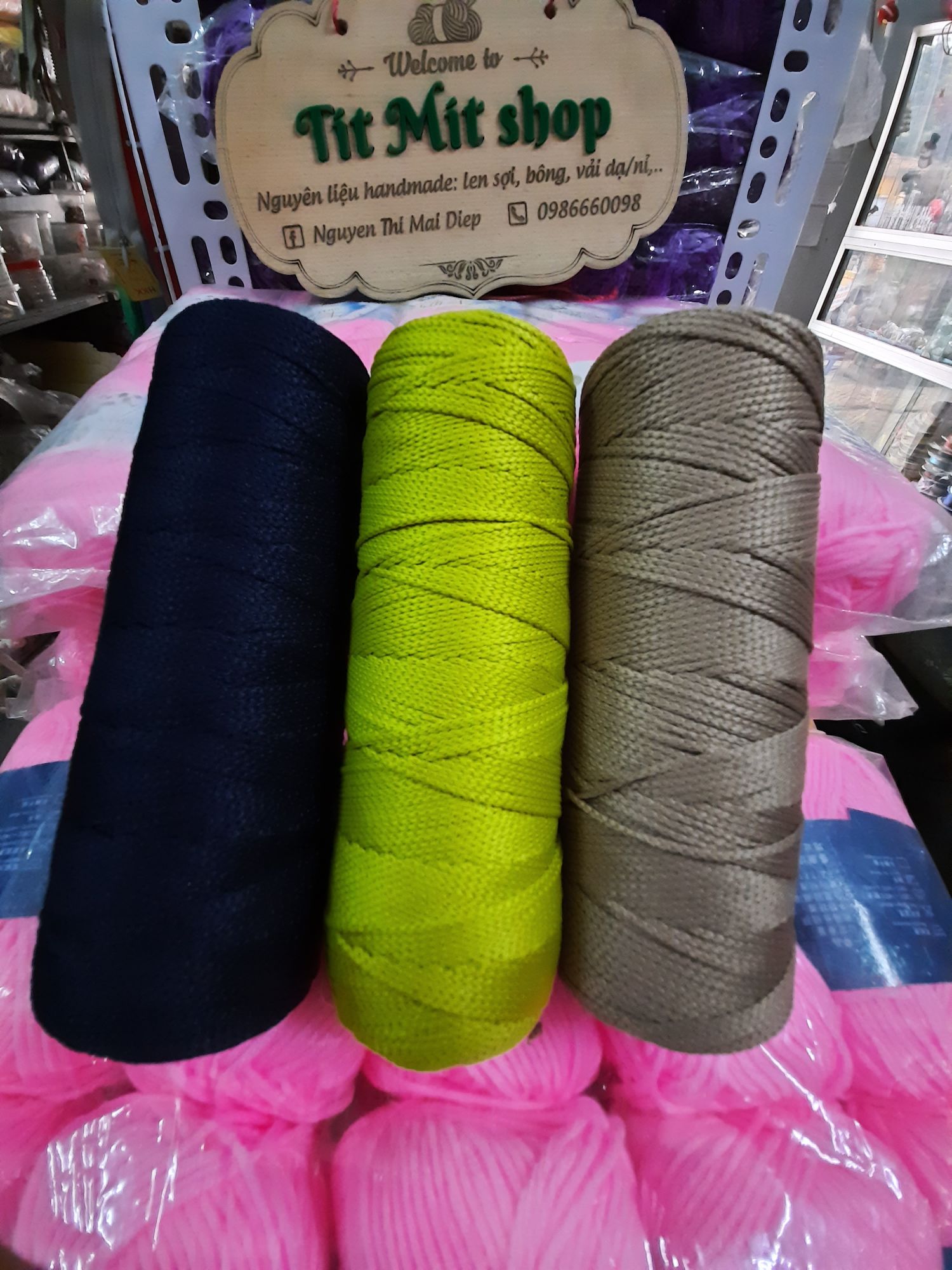 Sợi cotton dệt ( nhắn shop chọn màu)