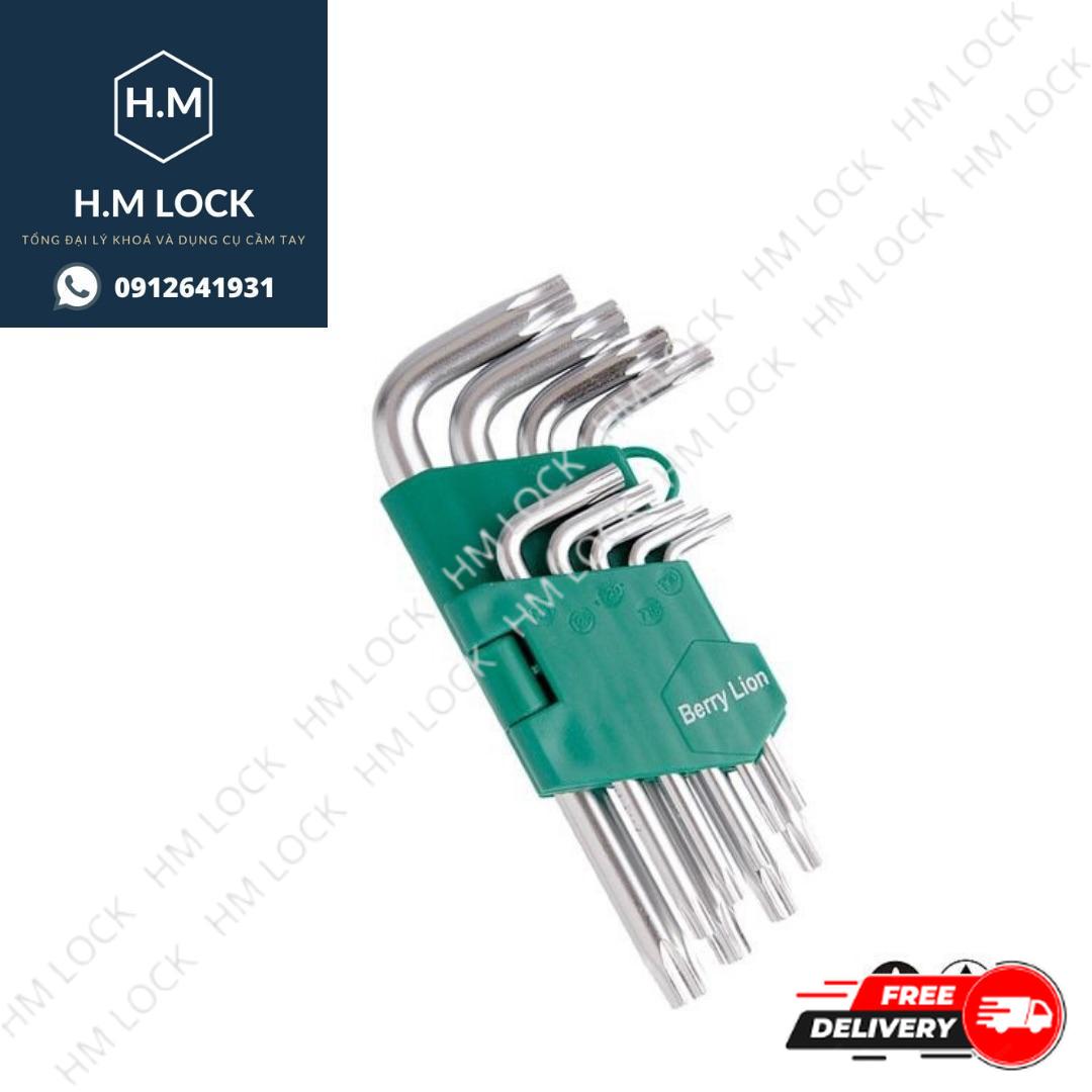 Bộ lục giác Bông 9 cây 2 loại Ngắn-Dài Berrylion - Chất liệu thép CR-V6150 - Thân bọc nhựa Độ bền cao - HM LOCK