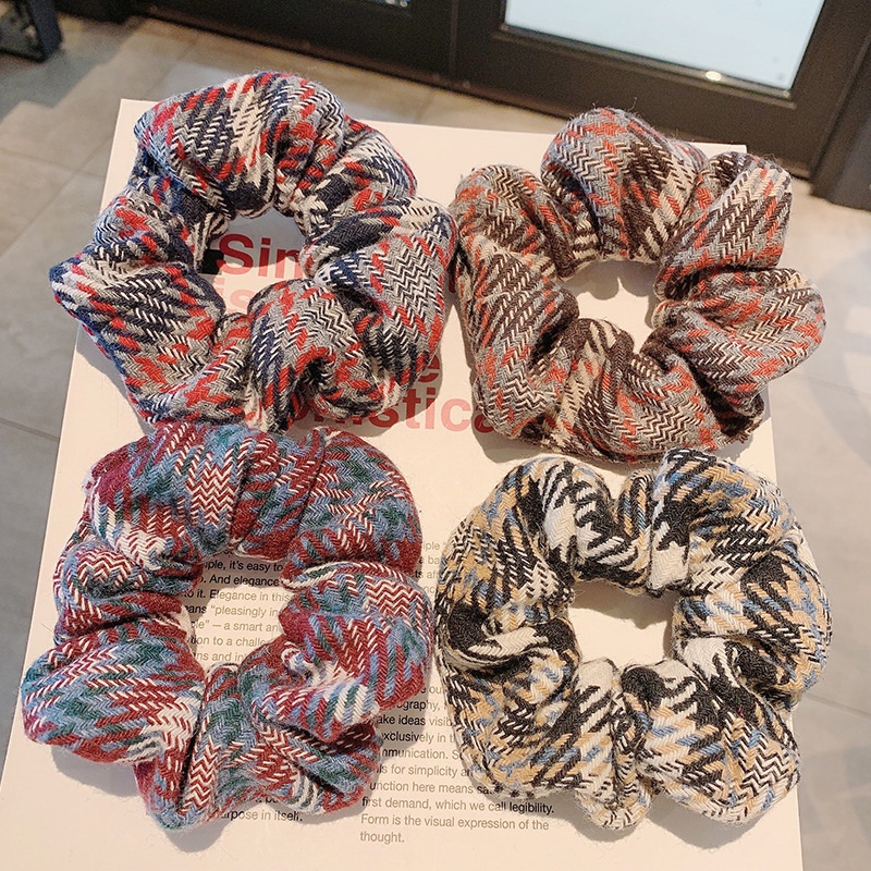 Scrunchies cột tóc vải họa tiết vải dày