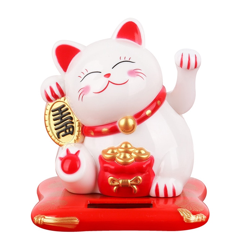 Tượng Mèo Vẫy Tay May Mắn Sử Dụng Năng Lượng Mặt Trời Để Trang Trí Taplo Ô Tô, Bàn Làm Việc