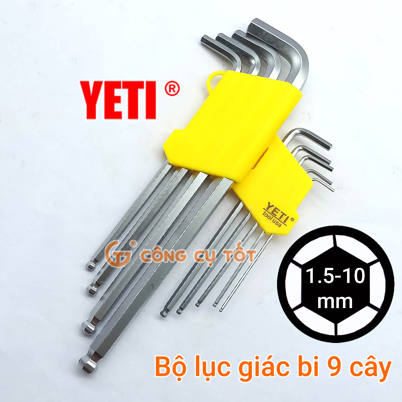 Bộ lục giác đầu bi ye.ti 9 cây 1.5-10mm