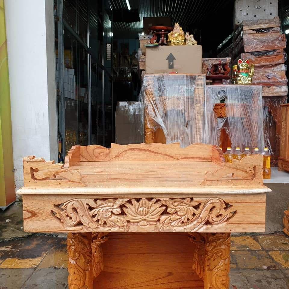 [HCM]Bàn thờ treo tường gỗ xoan ngang 40 cm trạm rồng gồm 1bộ ke đế