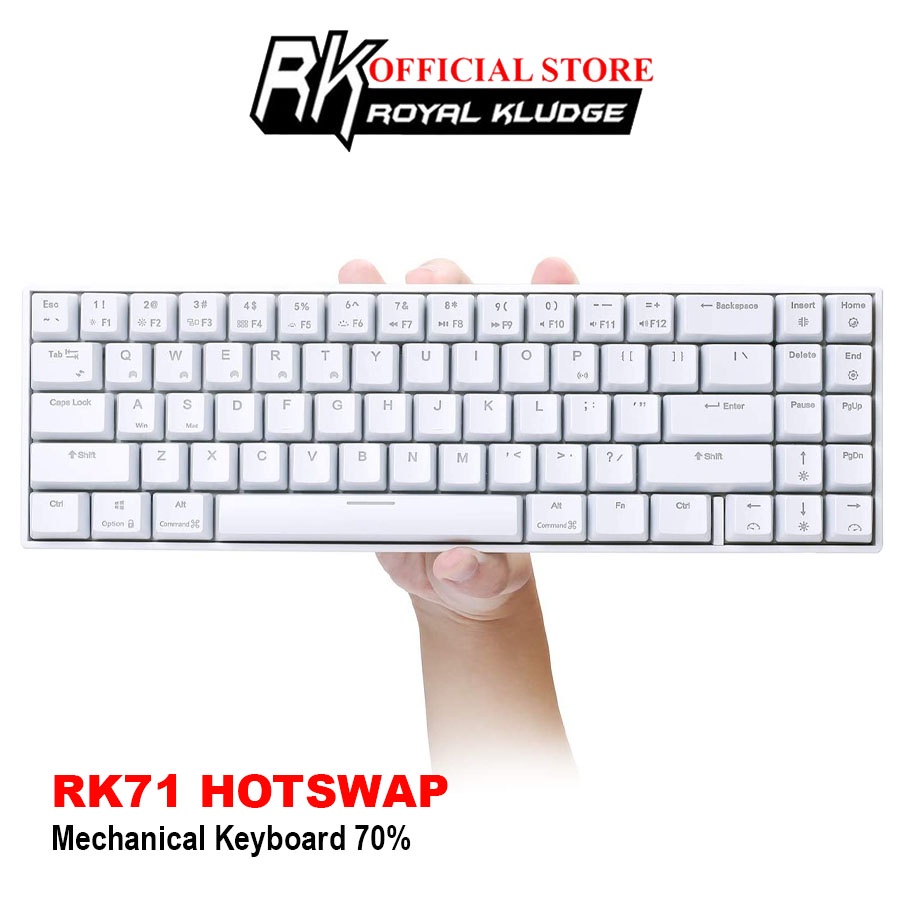 HOTSWAP RK71- Bàn phím cơ không dây Royal Kludge RK71 Led đơn sắc 71 phím, Bluetooth 5.0 kết nối 3 thiết bị - Chính Hãng