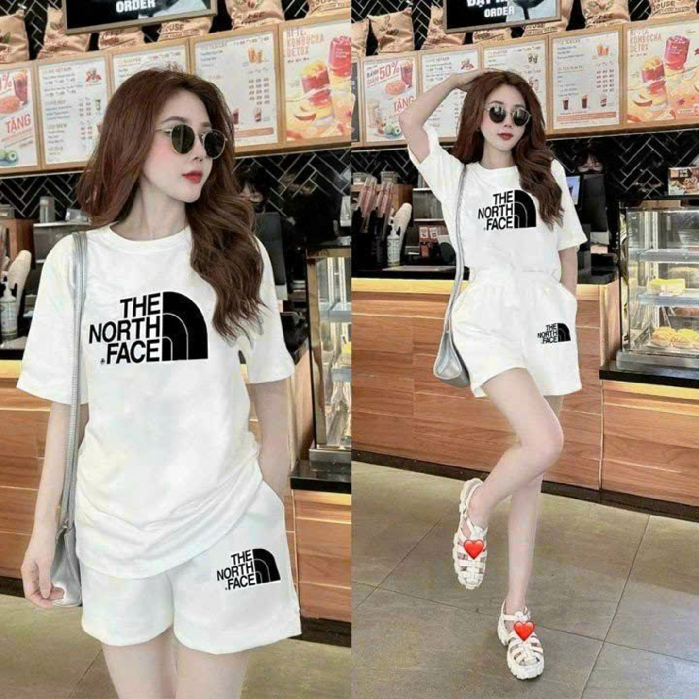 set đồ bộ short thun cotton thêu logo cao cấp
