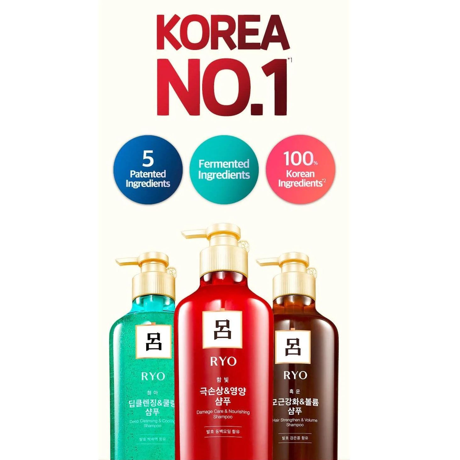 Dầu gội và dầu xả Ryo Hàn Quốc 500ml