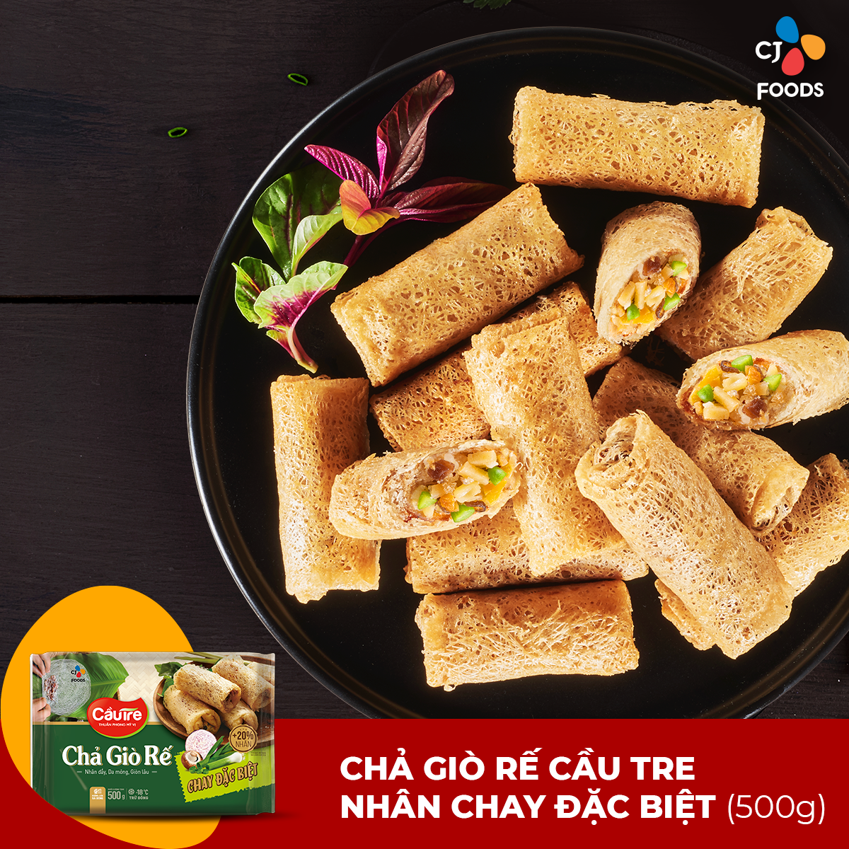 [Hỏa tốc] Chả giò rế Cầu Tre 500g (nhân Chay/ nhân Hải sản/nhân Thịt)