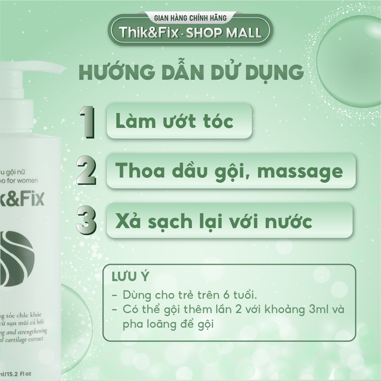 Combo 3 dầu gội Thik&Fix kích thích mọc tóc thảo dược dành cho Nữ