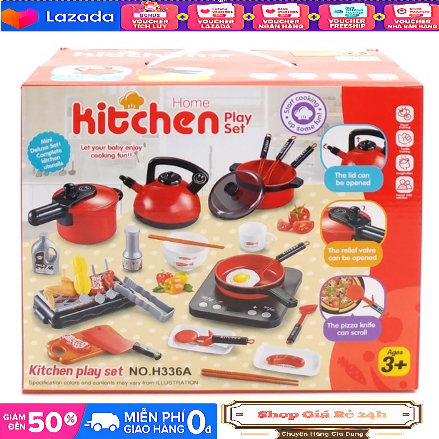 Bộ đồ chơi 36 món cho bé gái và bé trai Đồ chơi nấu ăn Kitchen Set