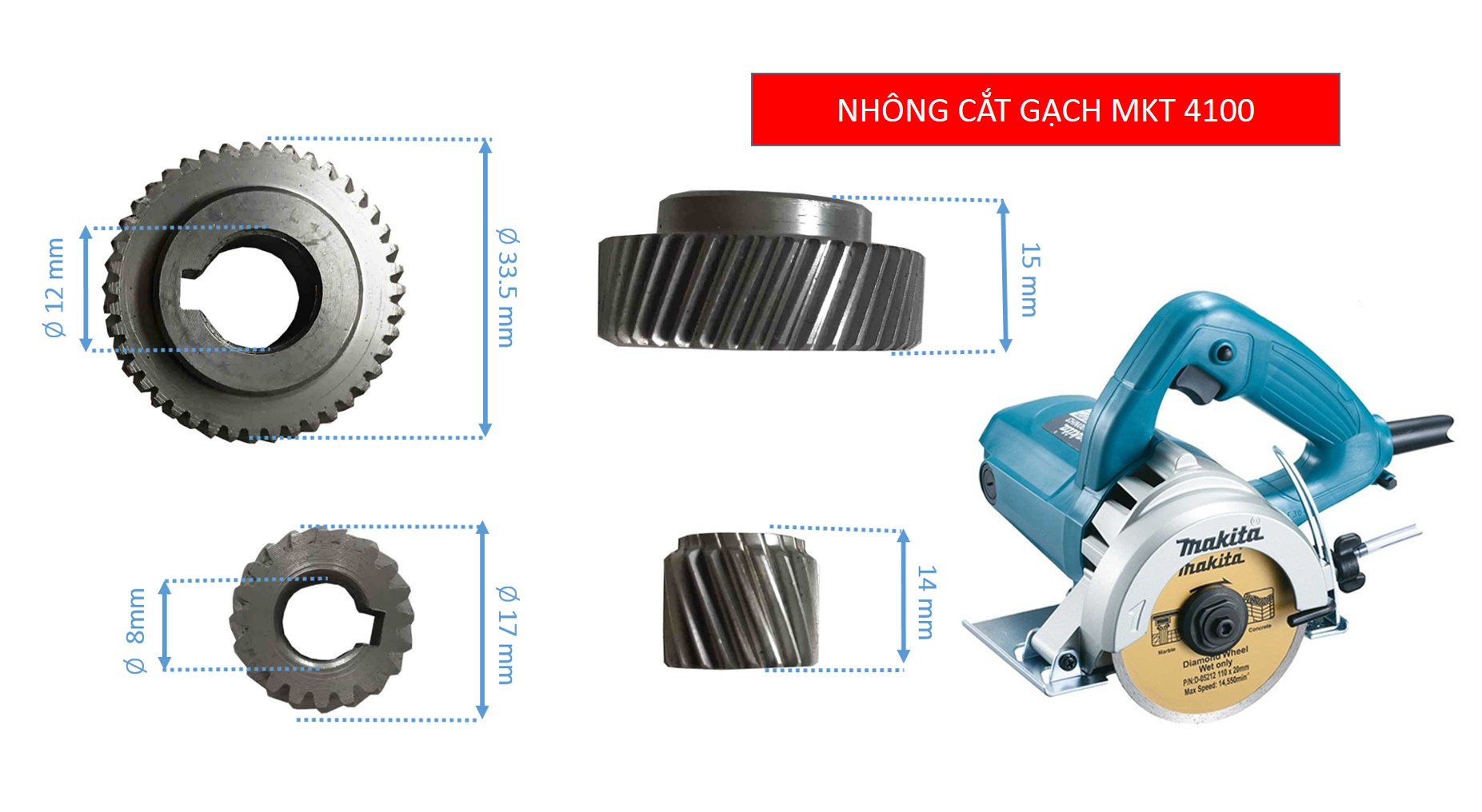 Bánh răng cắt gạch makita 4100, nhông máy cắt gạch mkt 4100.