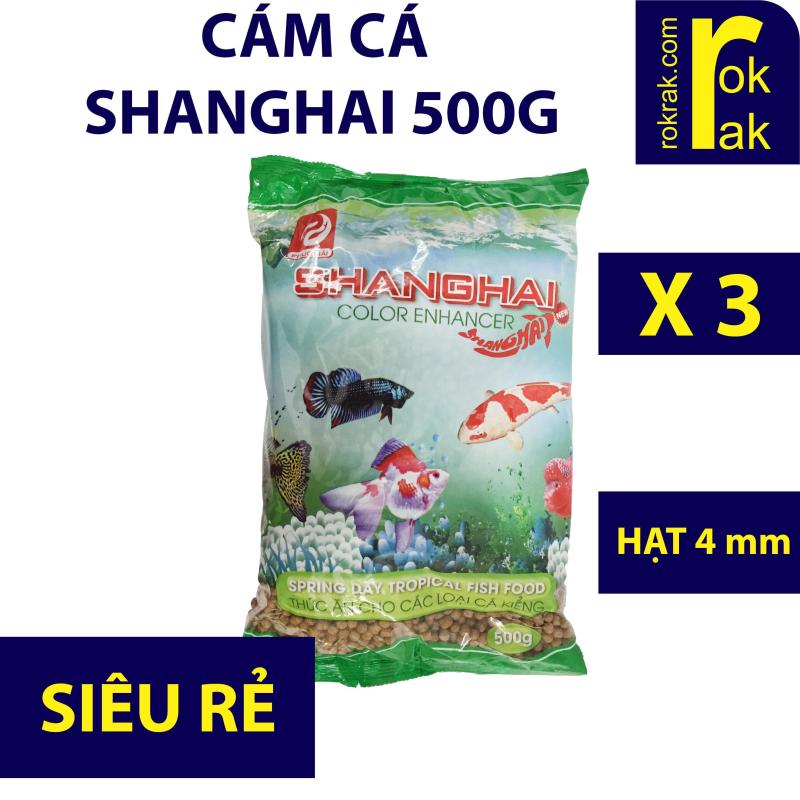 Combo 3 gói cám cá Shanghai 500g hạt vừa thức ăn cho cá Koi cá kiểng lên màu Cung cấp đầy đủ chất dinh dưỡng