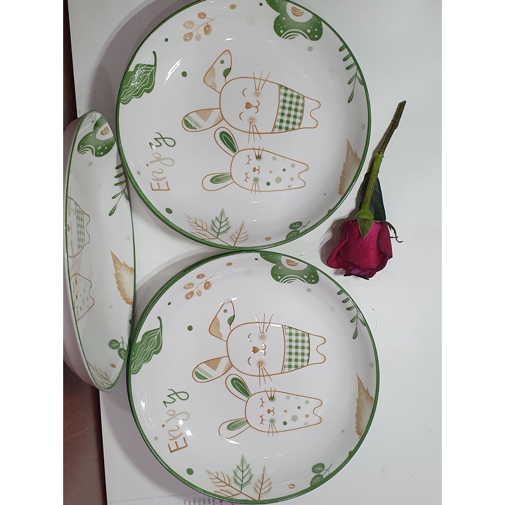 Dĩa sứ Thỏ Enjoy 8inch - Dư Dư