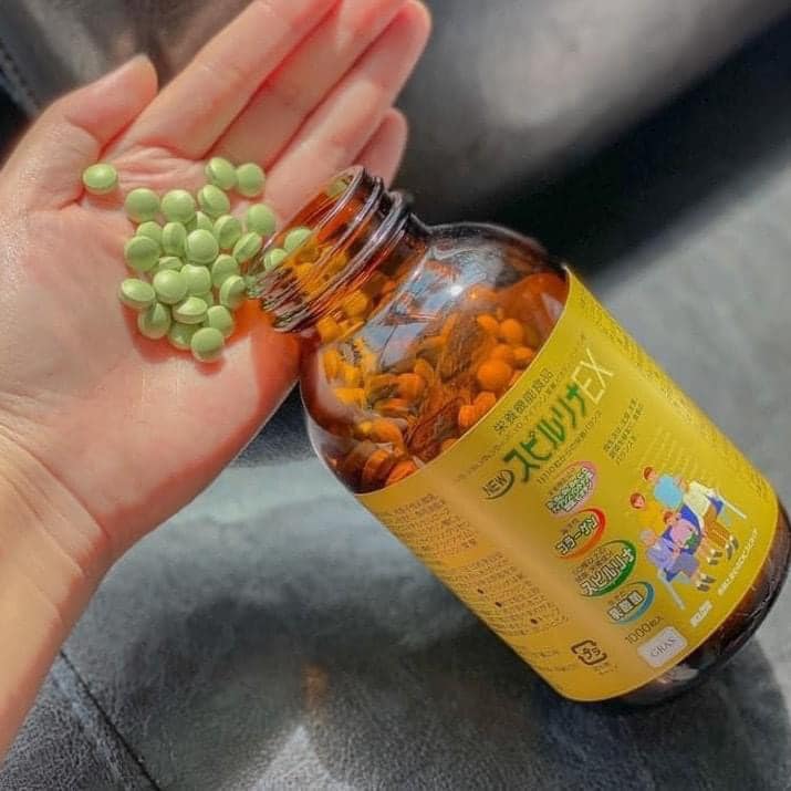 (HCM) Tảo vàng Spirulina EX Nhật Bản (1 set 2 lọ, mỗi lọ 1000 viên) [Hàng Nhật nội địa CHÍNH HÃNG]
