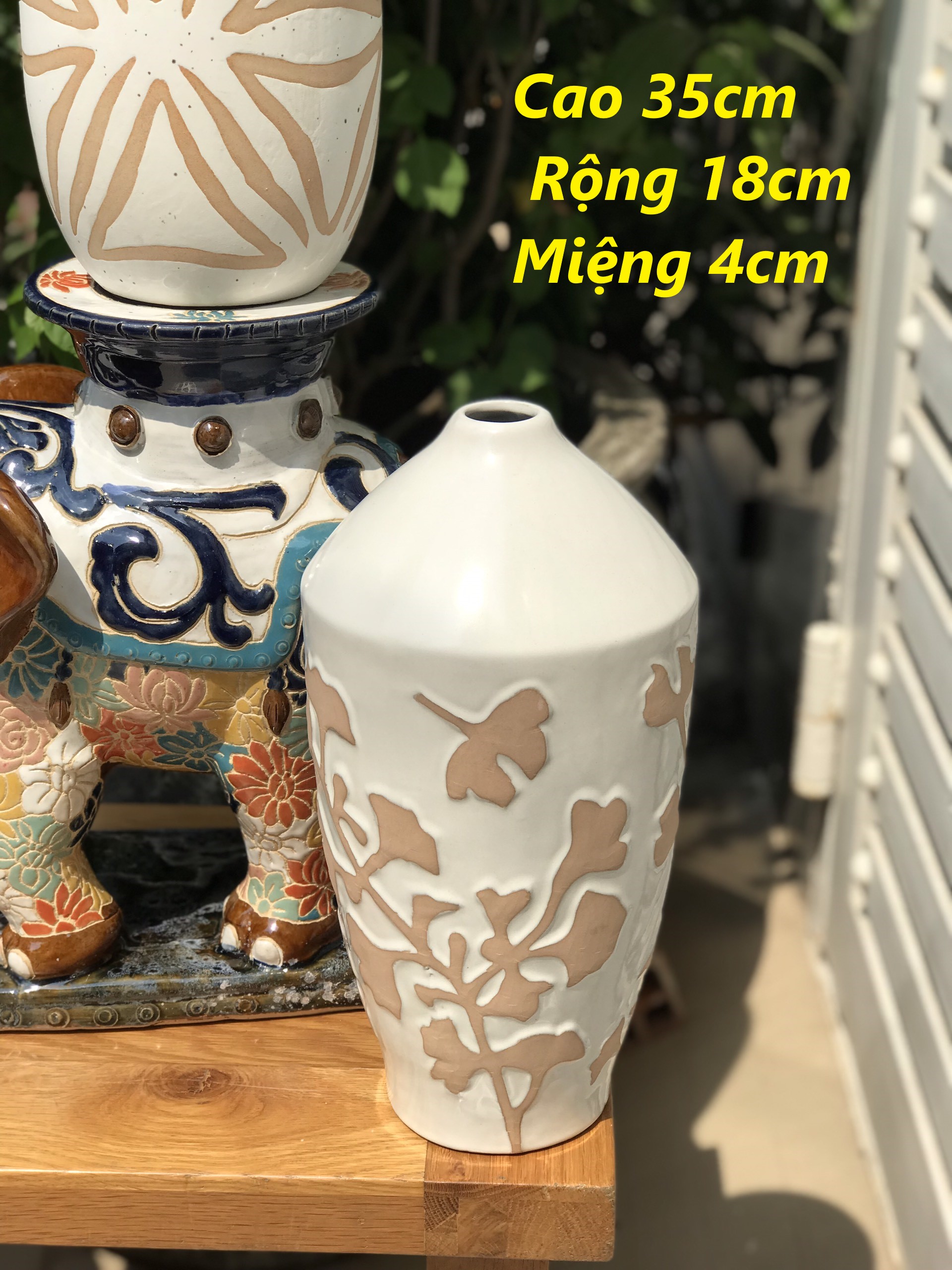 Bộ bình gốm sứ xuất khẩu trang trí decor cắm hoa xk01
