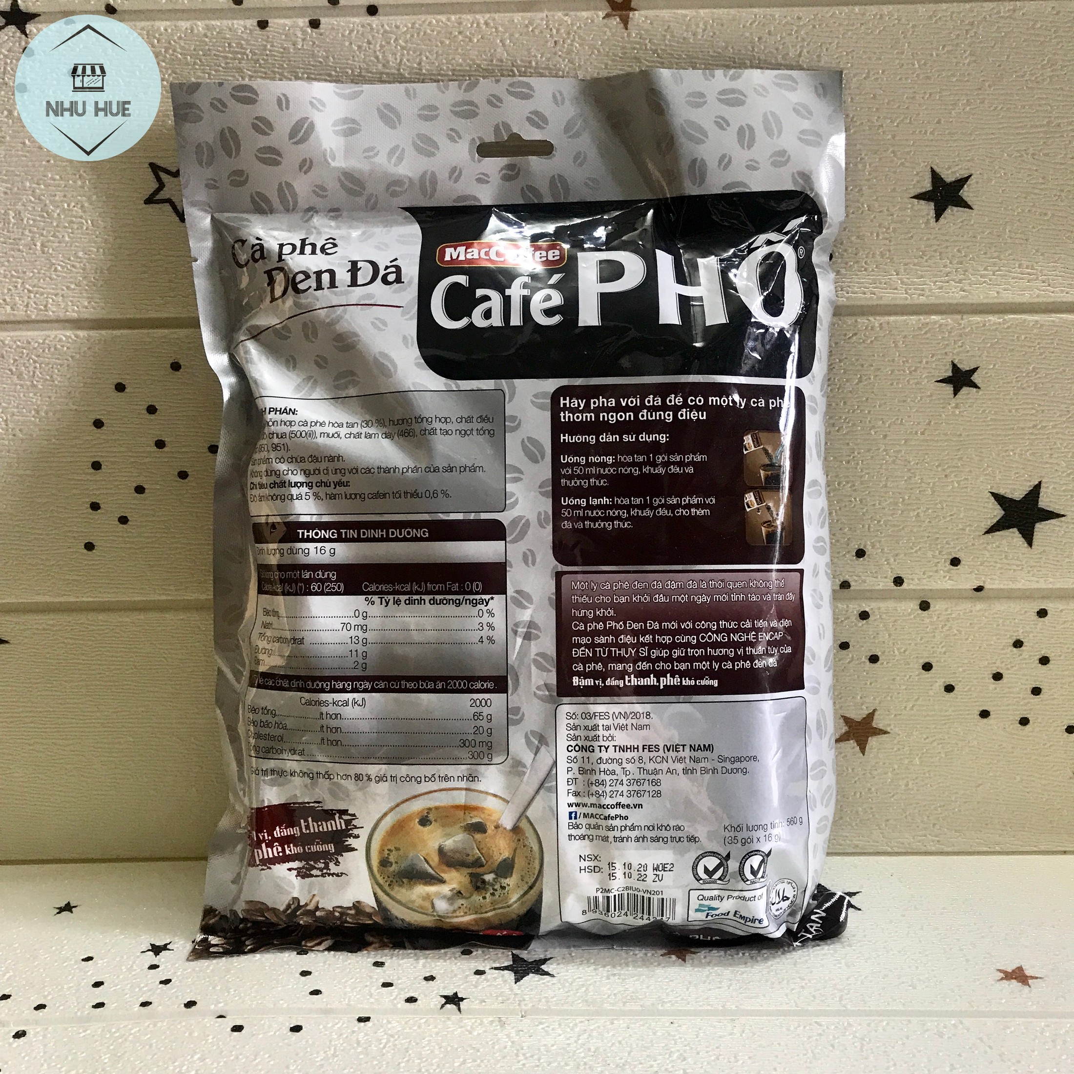 Cà phê đen đá Maccoffee Cafe Phố (túi 35 gói x 16g)