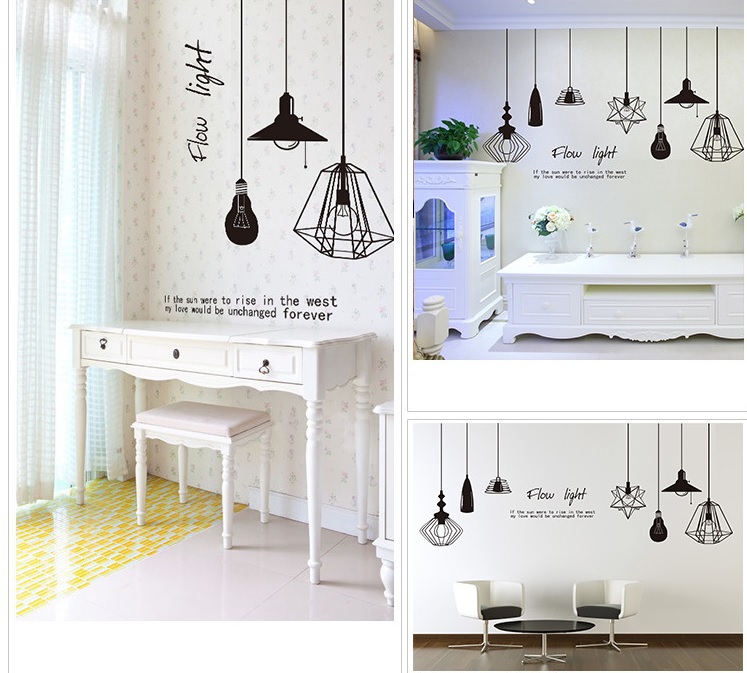 Decal dán tường Dây đèn đen  - P12 - Vivadecal