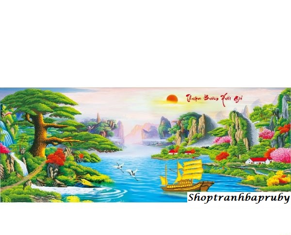 [HCM]Tranh đính đá phong cảnh Thuận Buồm Xuôi Gió kích thước siêu lớn ✅200×85 cm -️ VS036