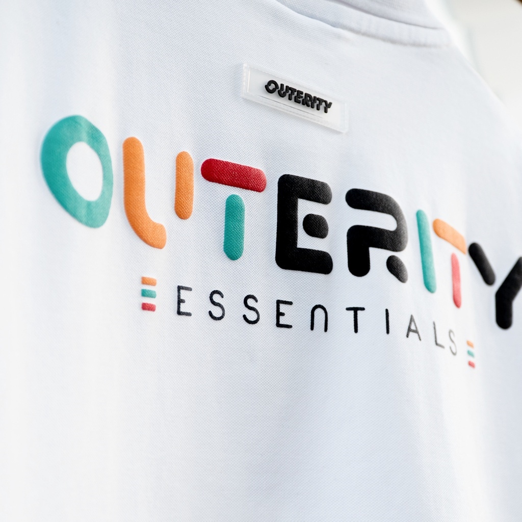 ▧◑  Áo Polo Outerity Rainbow In nổi Trắng - ORP701