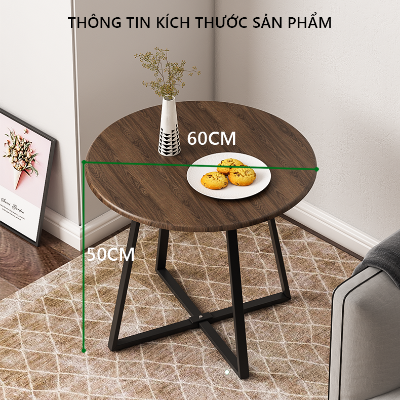 Bàn trà tròn chân sắt hiện đại có 2 màu lựa chọn - GM85
