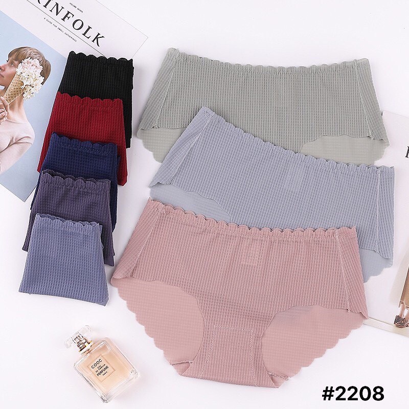 Quần lót nữ su vân mềm mịn không viền phom to từ 45-65kg mã 2208 - quần chíp su xốp viền sóng ôm mông tiemdotm