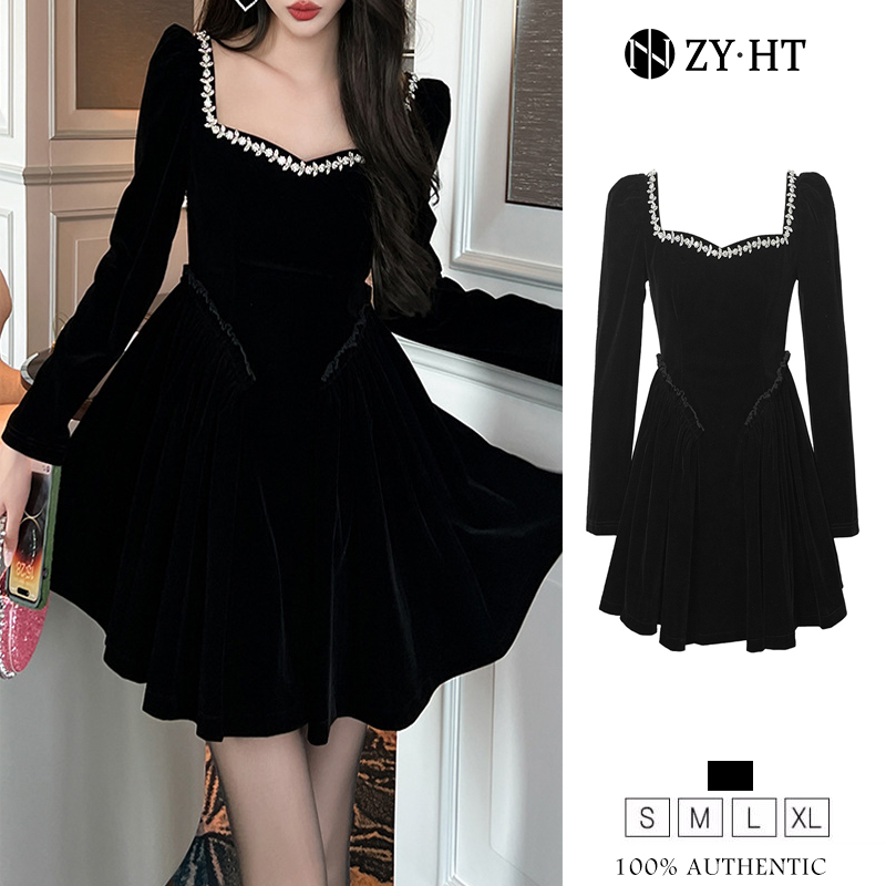 ZYHT eravogue đầm babydoll nhung tutu váy công chúa đầm sang chảnh dự tiệc chân váy nữ 9596