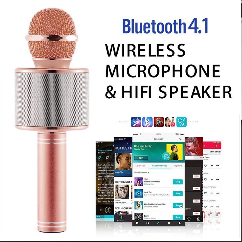 Microphone + Loa Bluetooth model WS-858 có thể là mic. và loa cùng lúc, nghe đài