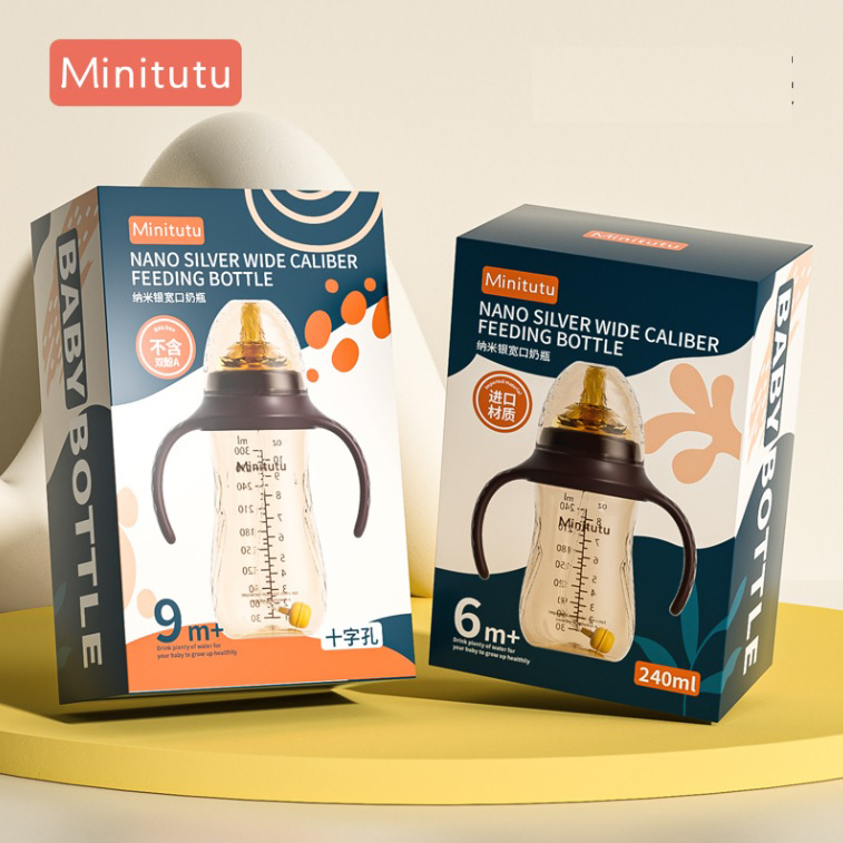 BÌNH SỮA MINITUTU NANO BẠC CỔ RỘNG 300ml, 240ml CHO BÉ