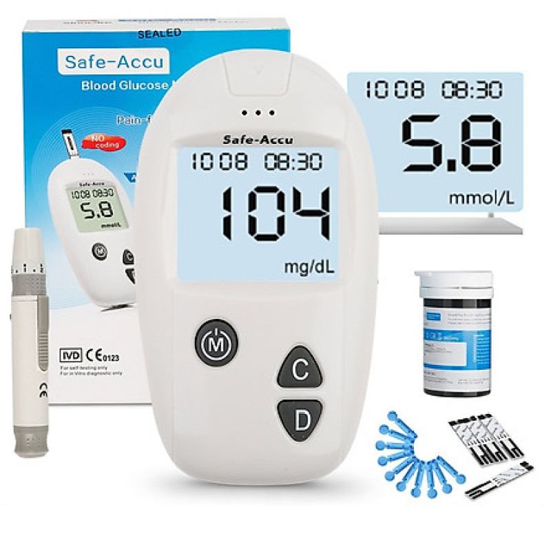 Máy đo đường huyết Safe Accu Sinocare chính hãng bảo hành 1 đổi 1 trọn đời, đo tiểu đường, may do tieu duong phát hiện tiểu đường chính xác,an toàn - Gutymart nhập khẩu