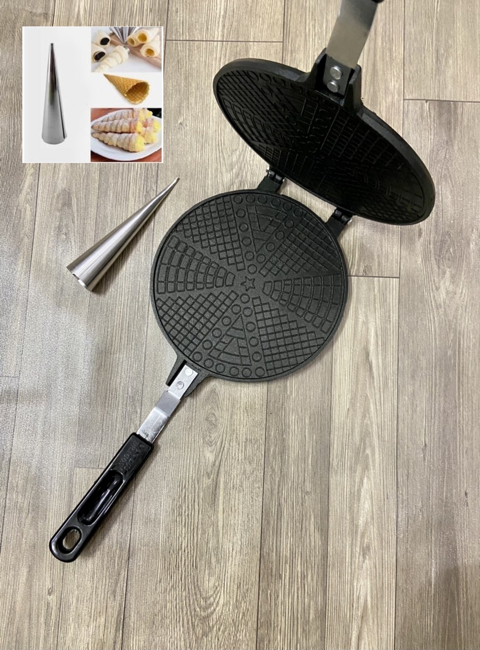 Khuôn Làm Bánh Kẹp Cuốn Ốc Quế Chống Dính Loại Lớn Tặng Kèm Ống Cuốn