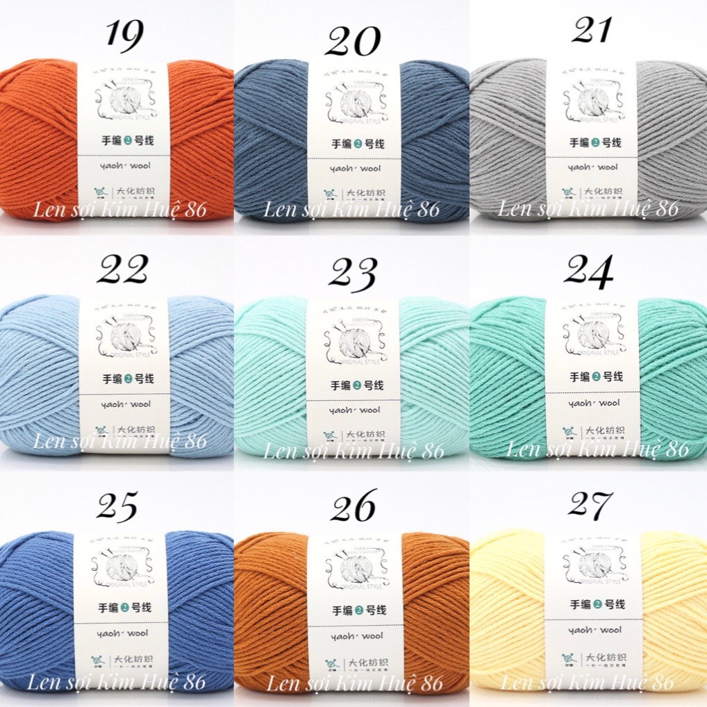Len Yaoh Wool sợi to 3mm cuộn 100g