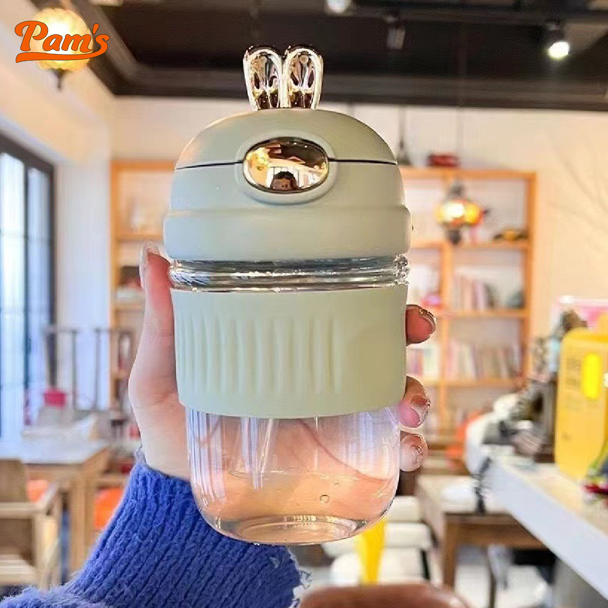 [QUÀ TẶNG - MÀU NGẪU NHIÊN]Bình Thuỷ Tinh Bọc Silicone Đựng Sữa Hạt 400ml Pams