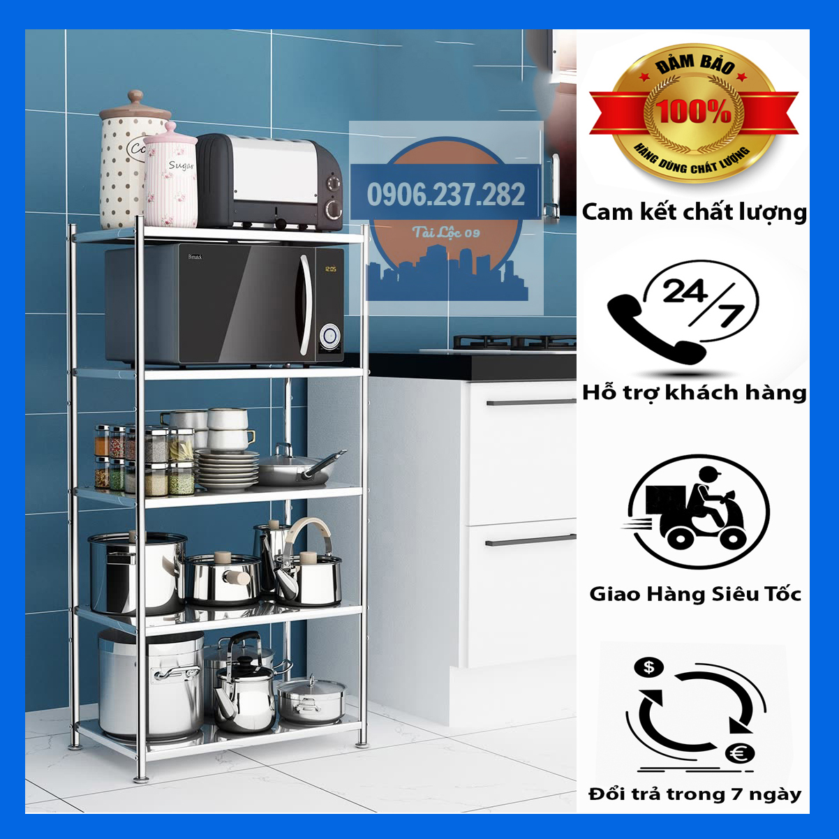 Kệ bếp inox 4 tầng 53x100x35
