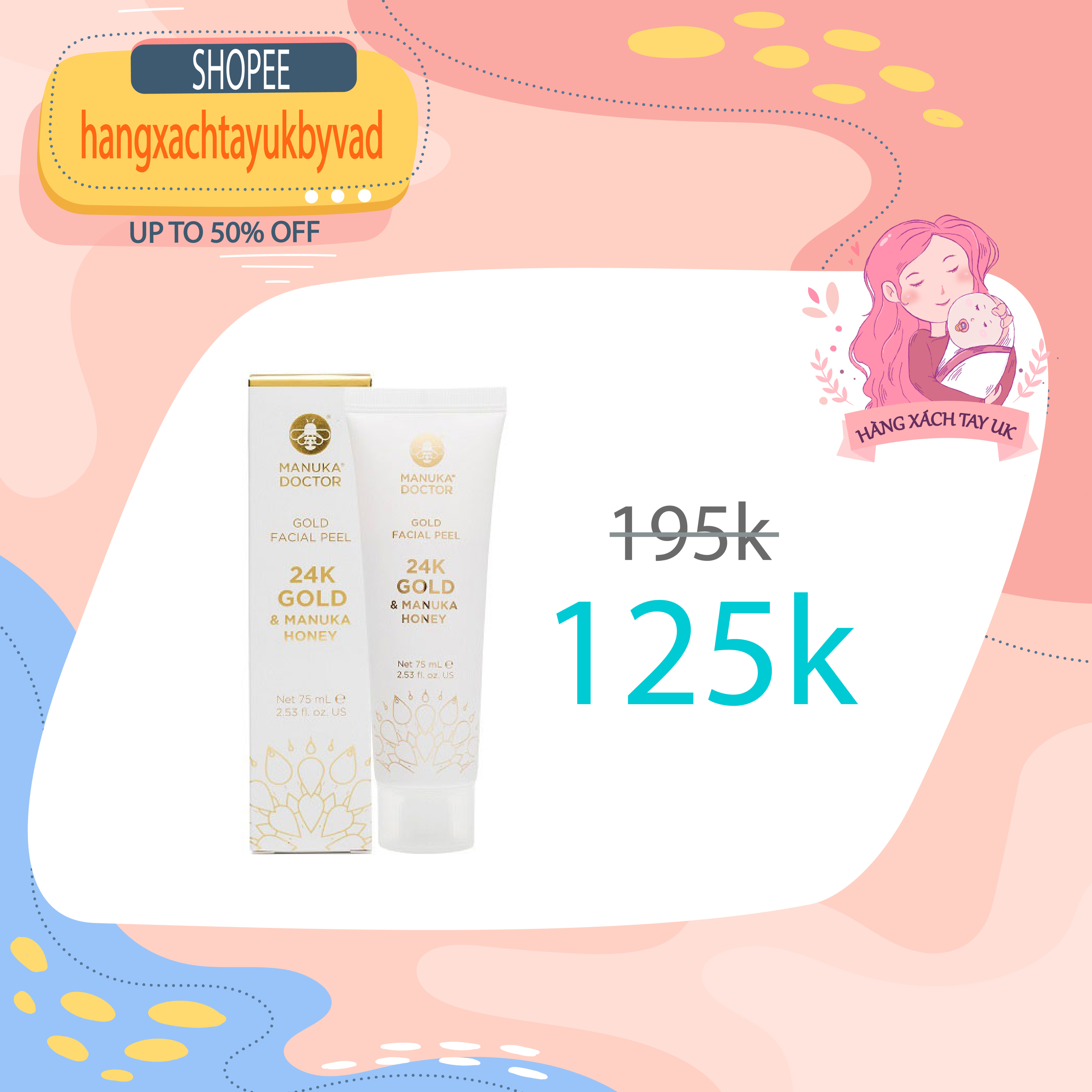 Mặt nạ lột 24K Manuka - Màu vàng