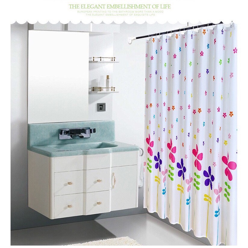Rèm phòng tắm / rèm cửa sổ hoạ tiết sọc lớn màu cao cấp 180x180 loại 1
