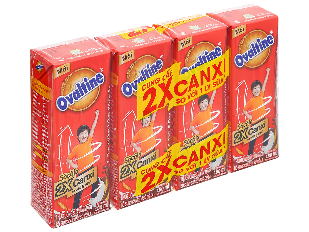 Thùng 48 hộp 180ml Thức uống lúa mạch gấp đôi Canxi Ovaltine