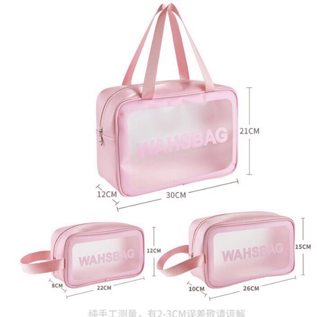 Sét 3 túi nhựa trong đựng mĩ phẩm ( washbag)