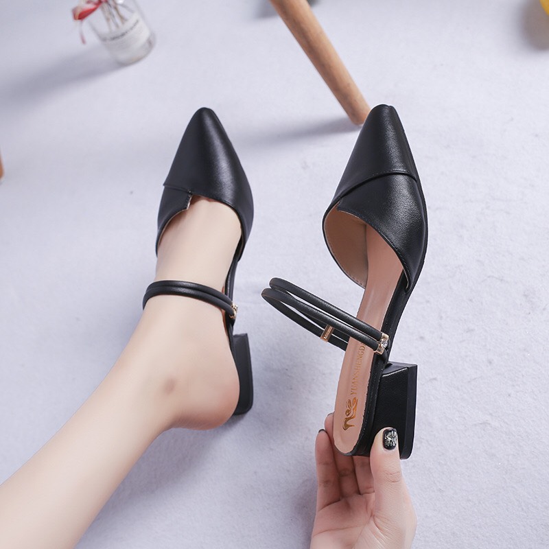 Sandal cao gót nữ mũi nhọn đế 3f đi được 2 kiểu thay đổi giày cao gót công sở dễ phối đồ mẫu hot 2021