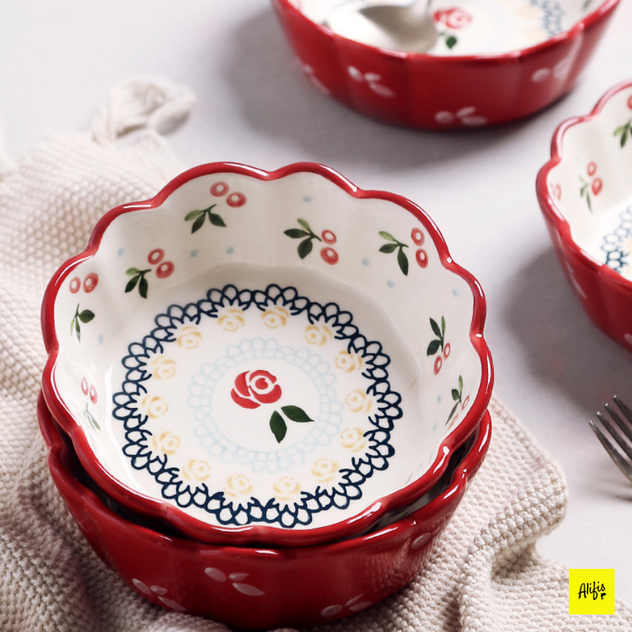 Bát Đĩa Đẹp Phong Cách Hàn Quốc Họa Tiết Cherry