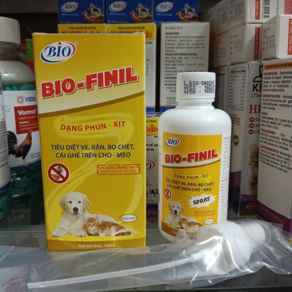Bio Finil - Xịt Diệt Ve Bọ Chét Rận Ghẻ Trên Chó Mèo