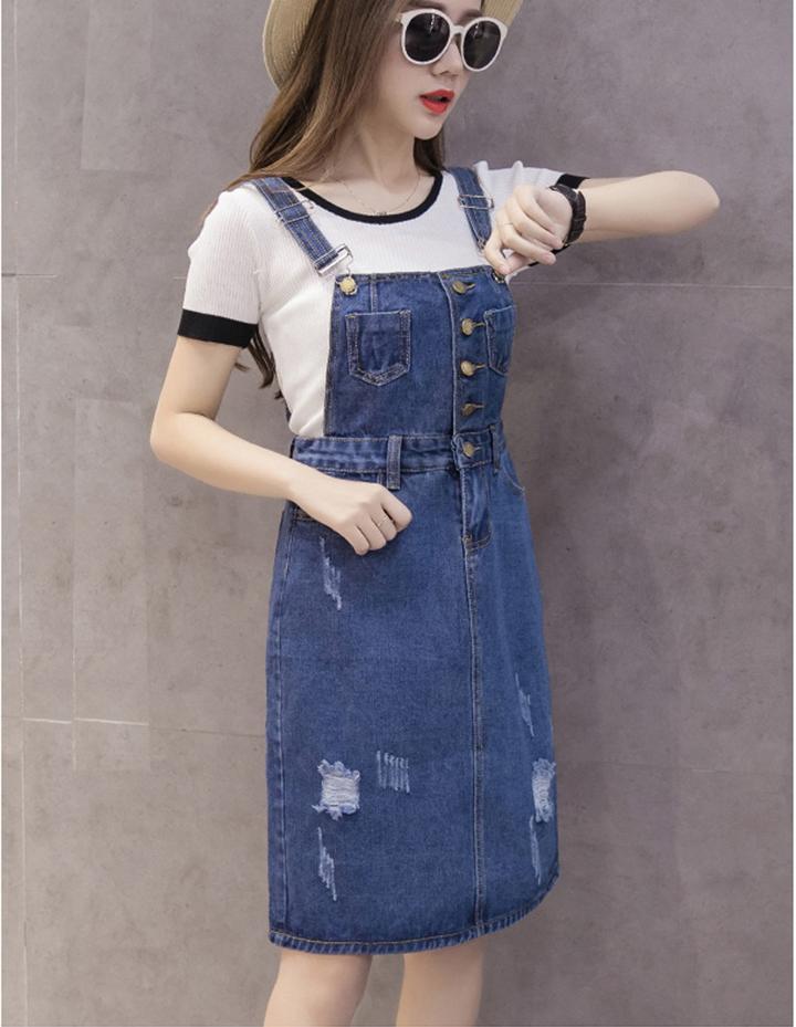 [HCM]Chân Váy Yếm Jean Nữ Duyên Dáng