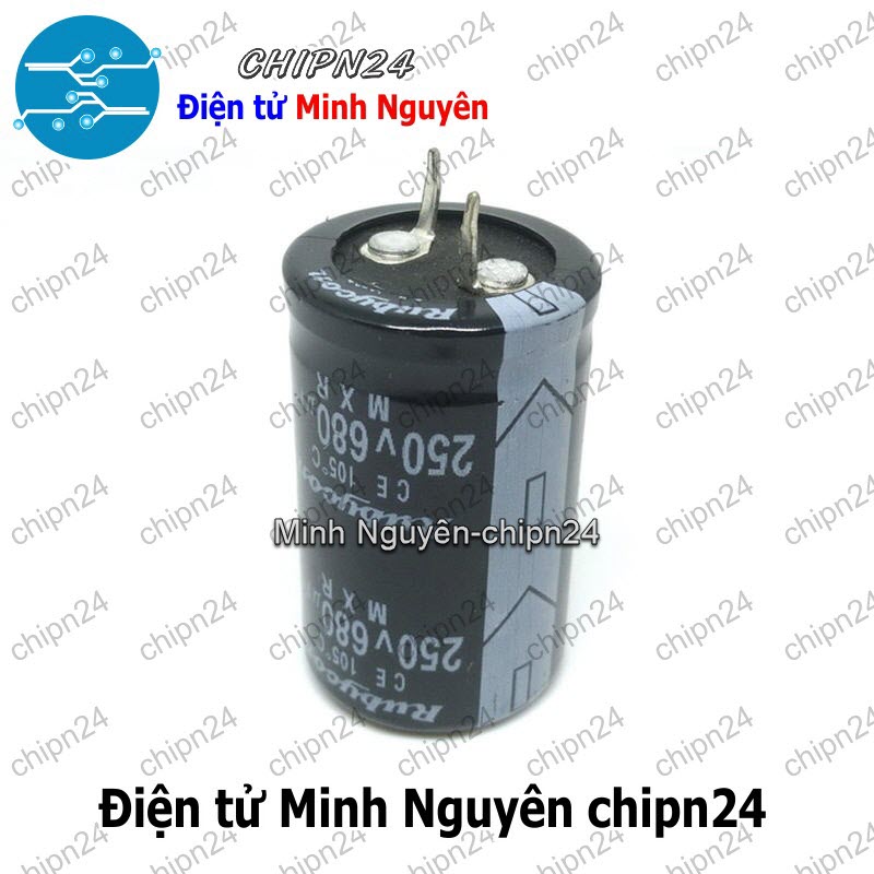 [1 con] (J13) Tụ hóa 680uF 250V Đen Rubycon (25x40mm) - HH006155
