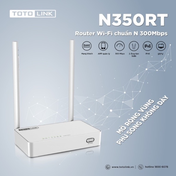 Bảng giá Bộ phát wifi Totolink N350RT chuẩn N300Mbps Phong Vũ