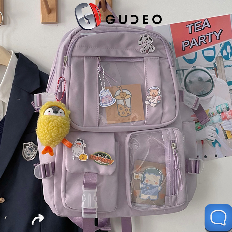 HOÀN TIỀN 15% - Balo nữ balo đi học Ulzzang Hàn Quốc cao cấp màu nhẹ dịu túi trong thiết kế cực đẹp model 2023 Hàng Loại Xịn - GUDEO