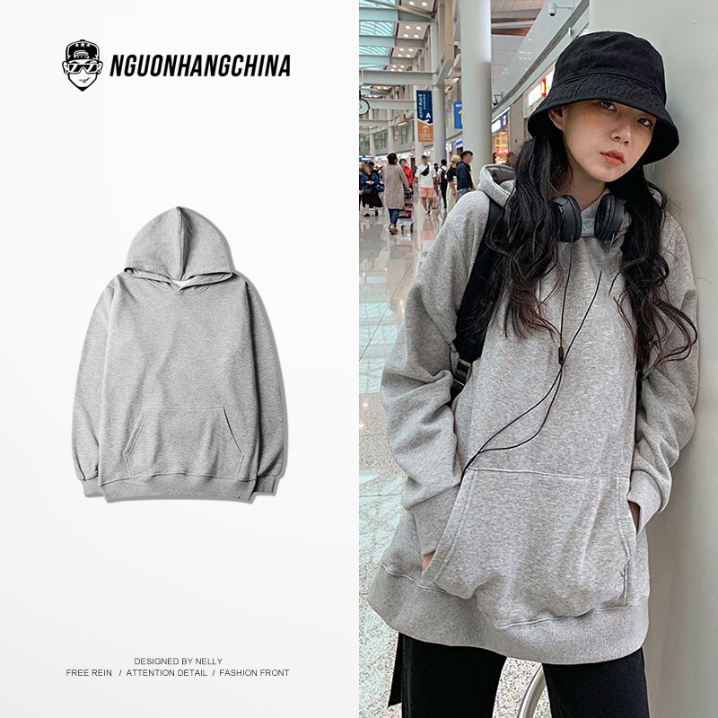 Áo hoodie Nelly Heybig trơn màu xám